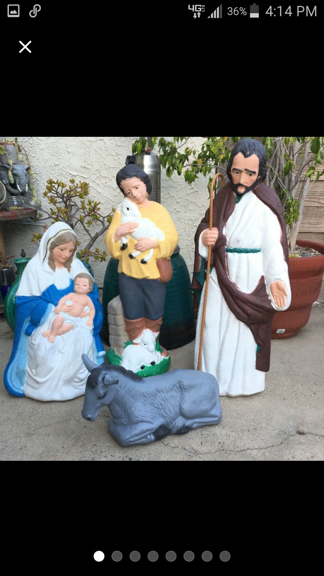 Vtg TPI Christmas Nativity Blow Mold Lot Joseph Jesus Mary Shepherd Boy Lamb Donkey