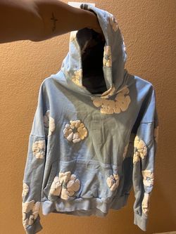 Light Blue Denim Tears Floral Puff Print Hoodie