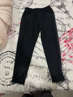 Black Track Pants with Side Stripe