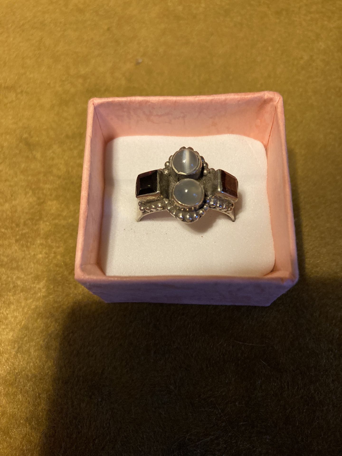 Sterling Silver Ring With Precious Stones