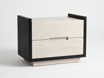CB2 Beaufort Whitewashed Wood Nightstands Set of 2 - Designer, Like New