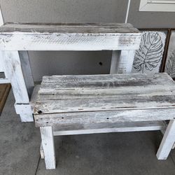 Console Table and Bench Rustic White 