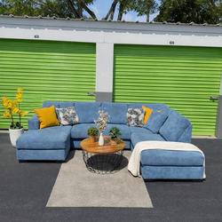 Blue Double Chaise Sectional Couch