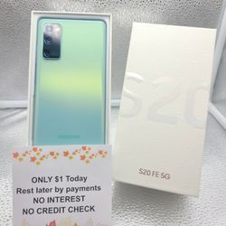 SAMSUNG GALAXY S20 FE 5G 128GB UNLOCKED.  FREE SMARTWACH/ HEADPHONES. PAY $1 TODAY  REST IN  PAYMENTS.  NO  CREDIT NEEDED  FINANCING 