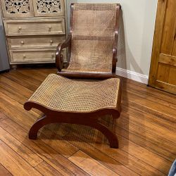 Cane Chair with Footstool