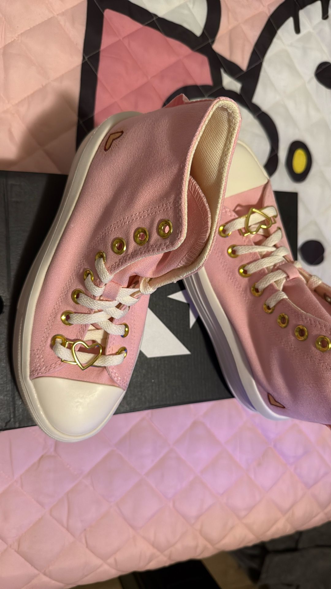 Pink Converse With Hearts