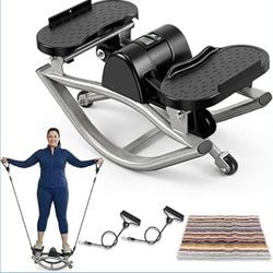 Rock Stepper for Exercise at Home, Rocking Stepper Side to Side with Resistance Bands & Digital Display, 300 LBS Capacity Full Body Workout Low-Impact