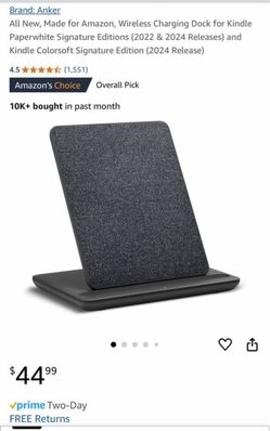 Anker Wireless Charging Dock for Kindle Paperwhite & Colorsoft Signature Edition