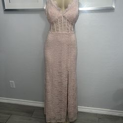 Morgan & Co Blush Lace Maxi Dress 