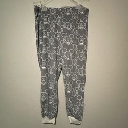Disney, Women’s Grey Mickey Mouse Print Elastic Waist Pajama Pants,  Size XL