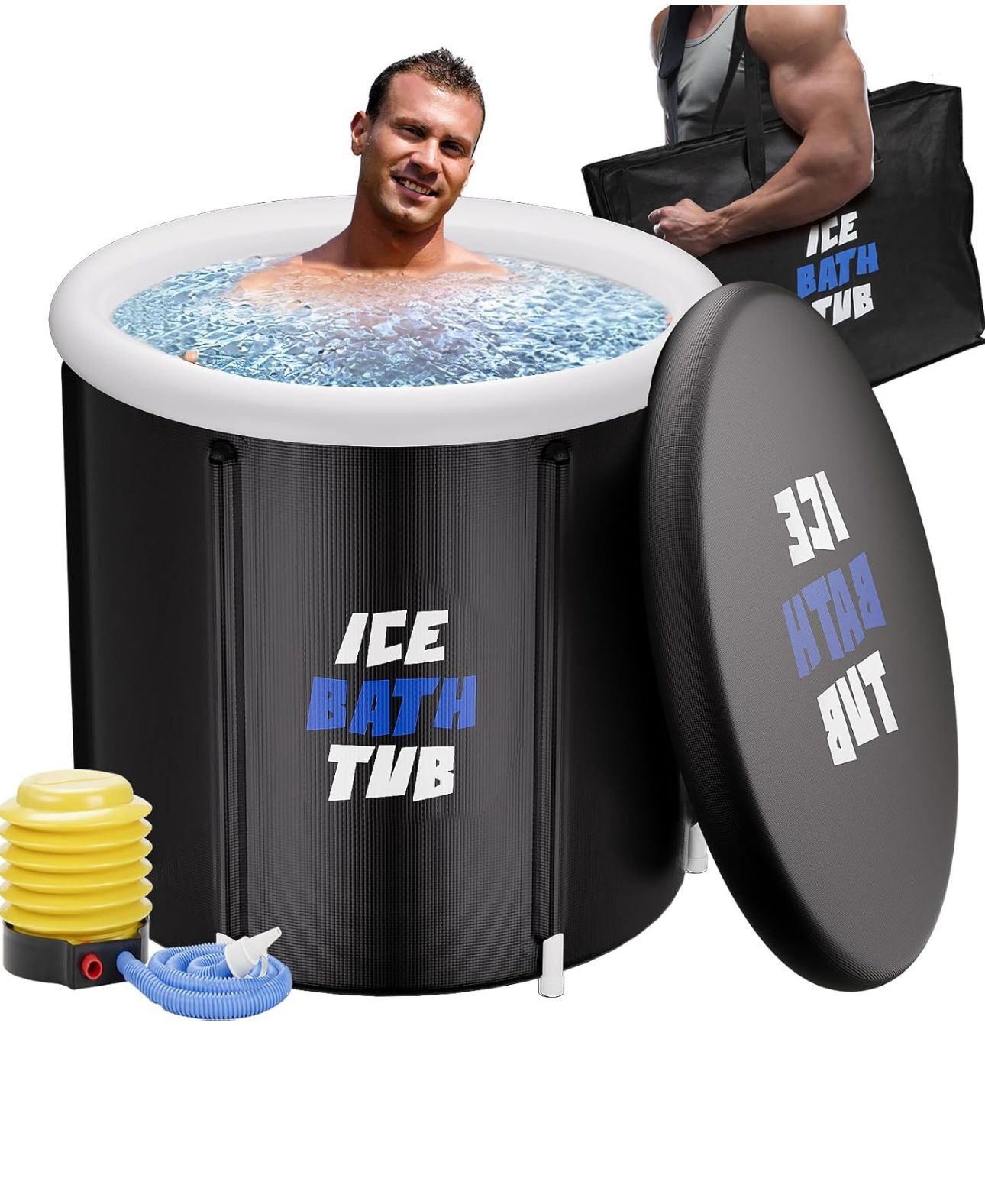 Unique Christmas Gift Cold Plunge Tub, Ice Bath Tub with Water Chiller, 95 Gal Portable