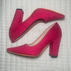 Hot Pink Suede Heels