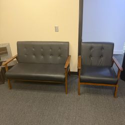 Leather Love Seat and Chair