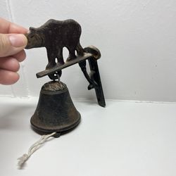 Vintage Cast Iron Hanging Bear Dinner Bell