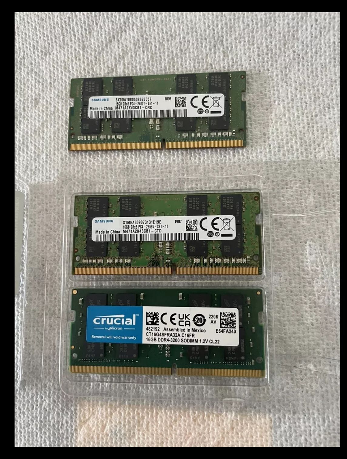 RAM 16 GB (3)2Rx8 PC4 2400T M471A2k43CB1 CRC