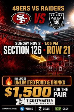 49ers vs Raiders NFL Ticket Nov 8 2026