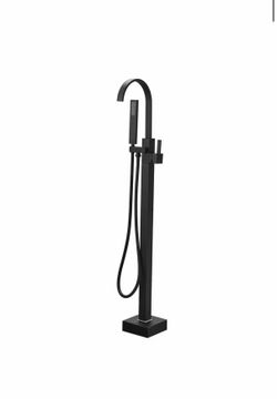 1-Handle Freestanding Floor Mount Tub Faucet Bathtub Filler with Hand Showe