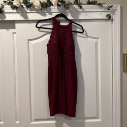 “Beautiful” Sequins Burgundy Dress 