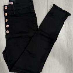 High Waist Akira Button Up Black Skinny Jeans