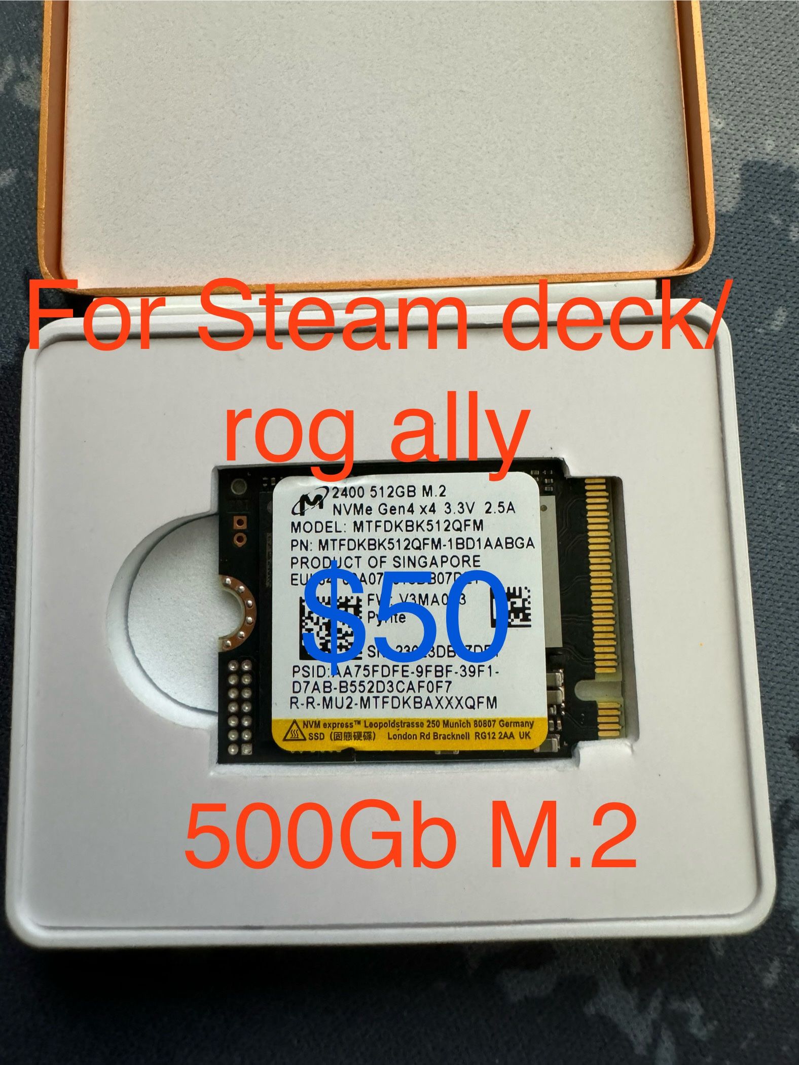500gb M.2 2230 For Steam Deck Or Rog Ally