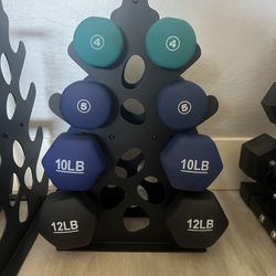Neoprene Coated Dumbbell Set With Rack 