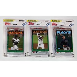 (3) 2021 Topps Series 1 Baseball Blister Packs 3 Pack Lot MLB Cards 9 Packs Total Auto ?
