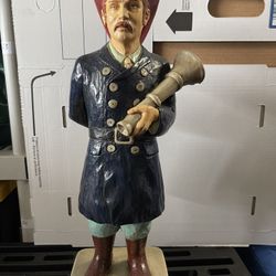 Vintage Firefighter Statue With Hose 21" Tall