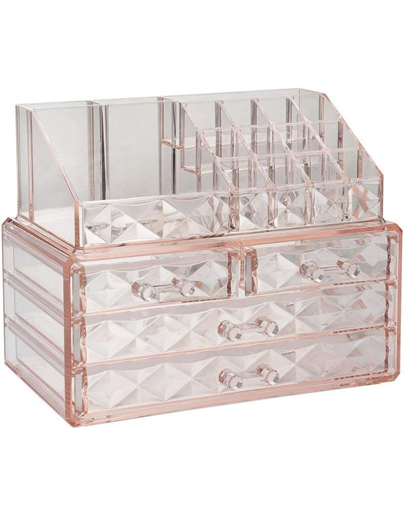 New Acrylic Pink Makeup Storage Drawer Box 