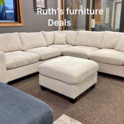 ✅ $475 No Tax Sectional Sofa With Ottoman ( Different Colors Available)
