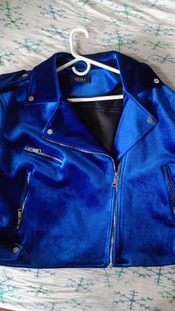 Akira Blue Velvet Moto Jacket