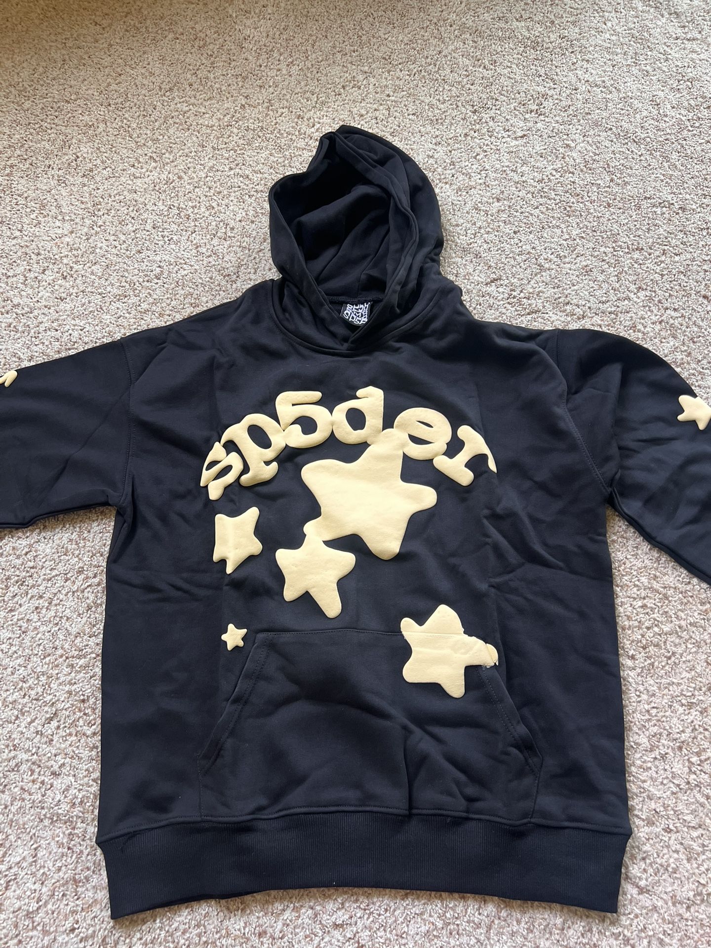Cream And Black sp5der Hoodie