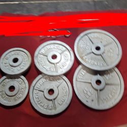 2" HOLE  OLYMPIC PLATES 210LBs.       2-45s.  2-35s  2-25s.  
11525 S HALSTED DUNKIN DONUTS/7111.S WESTERN WALGREENS 
190$  CASH ONLY AS IS 