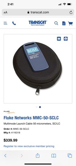 Fluke fiber launch cords. Sc/lc