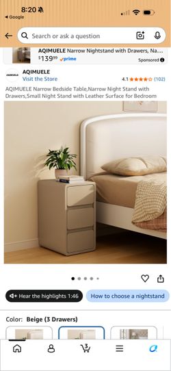 Narrow Nightstand Table