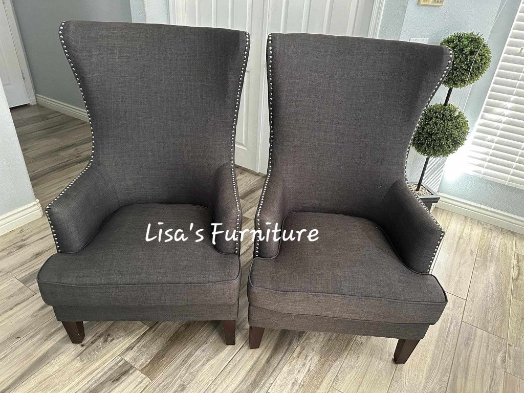 Two Beautiful Gary Wingback Accent Chairs