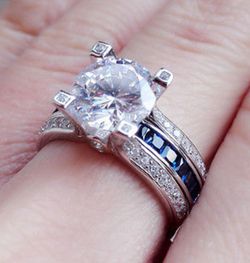 14K White Gold Plated Engagement Wedding Ring