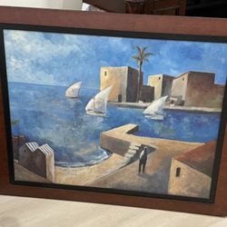 Oil Painting In Wooden Frame 