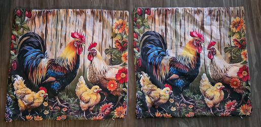 New Accent Throw Pillow Case Cover Farmhouse Rooster Hen