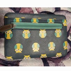 Navy Owl Print Cardholder 