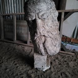 Sculptured Greek head.