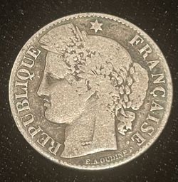 1894 France 50 Centimes Silver Coin (Third Republic)