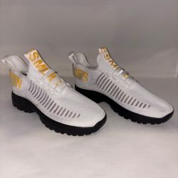 Star Box Mens White Mesh Smile Graphic Sneakers - US 11.5