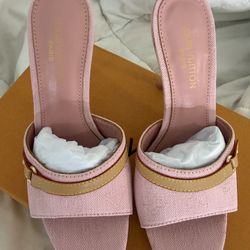 Pink Denim Heels