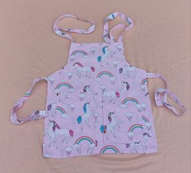 Kids Reversible Unicorn and Rainbows Apron-Handmade-Ages 2-4
