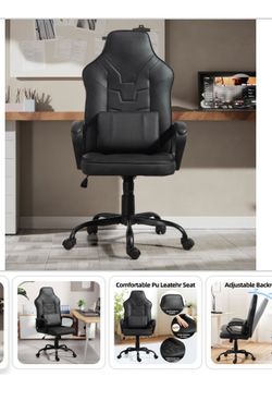 NEW Newnno Leather Office Chair With Wheels High Back Computer Desk Chair