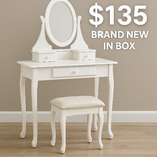 Brand New Vanity Sets – Cherry or White • $135 Each • Factory Sealed!