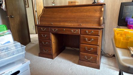Solid wood roll top desk