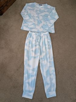 Romantic Hub 2 Piece Blue Tie Dye Loungewear Set Womens Size M~New