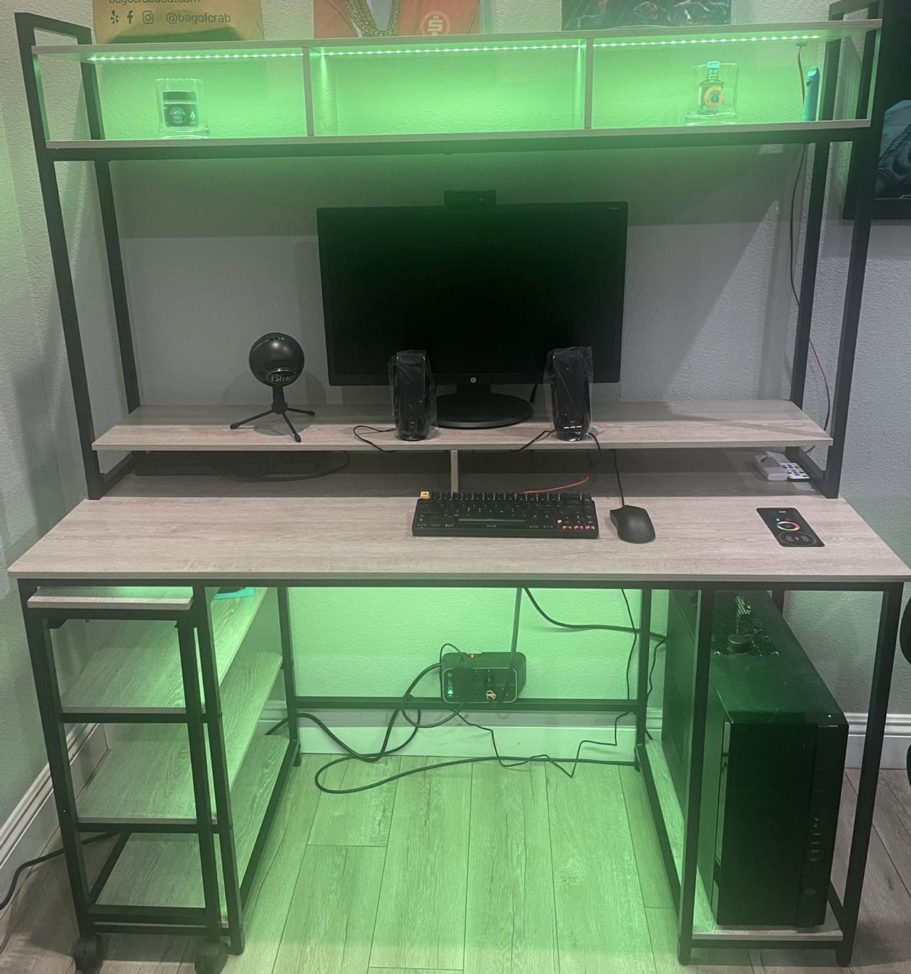 PC And Desk With LED Lights