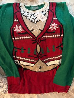 Ugly Christmas Sweater Brand Mens 2x Santa Claus Green Red Holiday- NWT